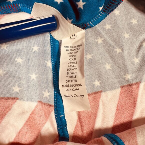 LuLaRoe American Flag Stars Stripes Americana Striped Leggings Tall Curvy TC NEW - Picture 4 of 6